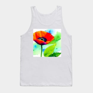 Colorful Digital Watercolor of Red Poppies (MD23Mrl012) Tank Top